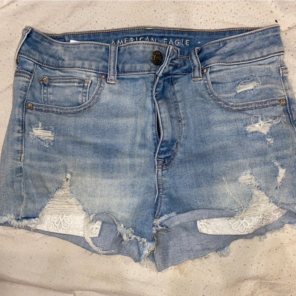 Paid of shorts, light colored, light washed color, super comfortable.